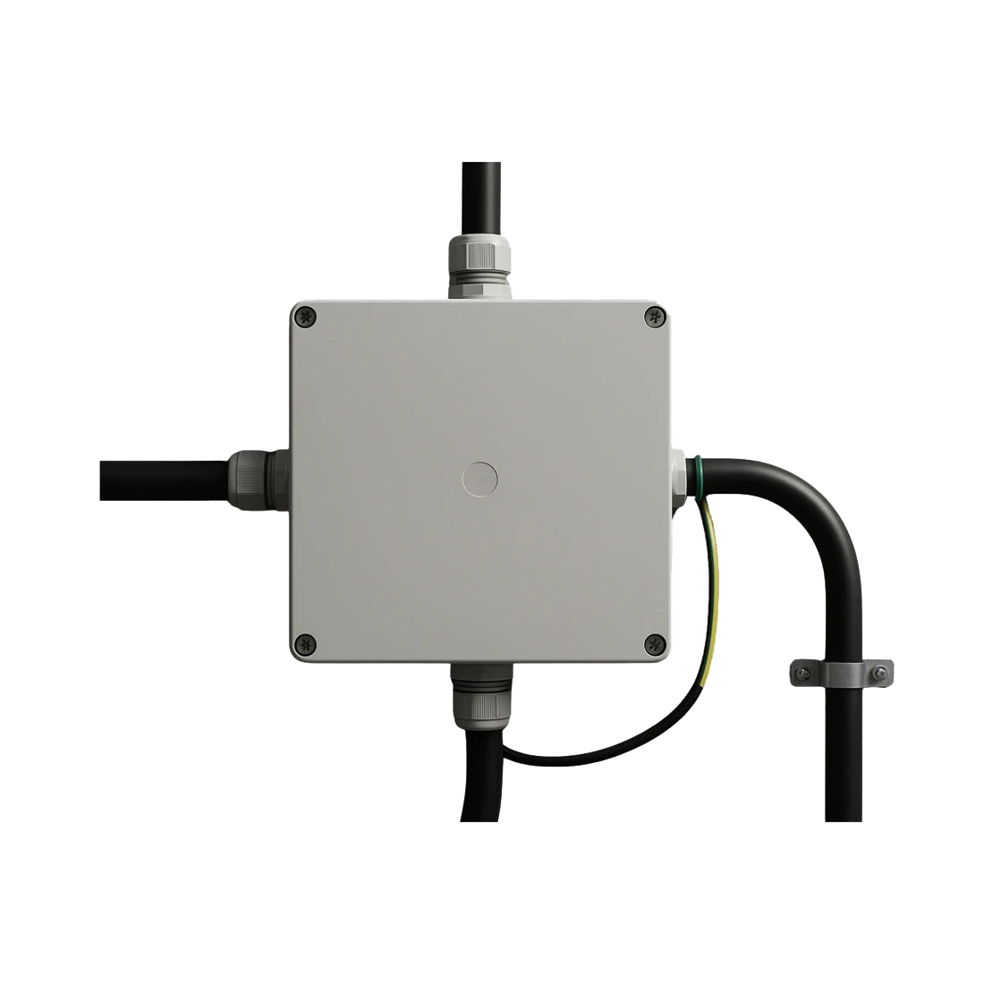 GarageBase with a continuous supply cable and a branch to the charger